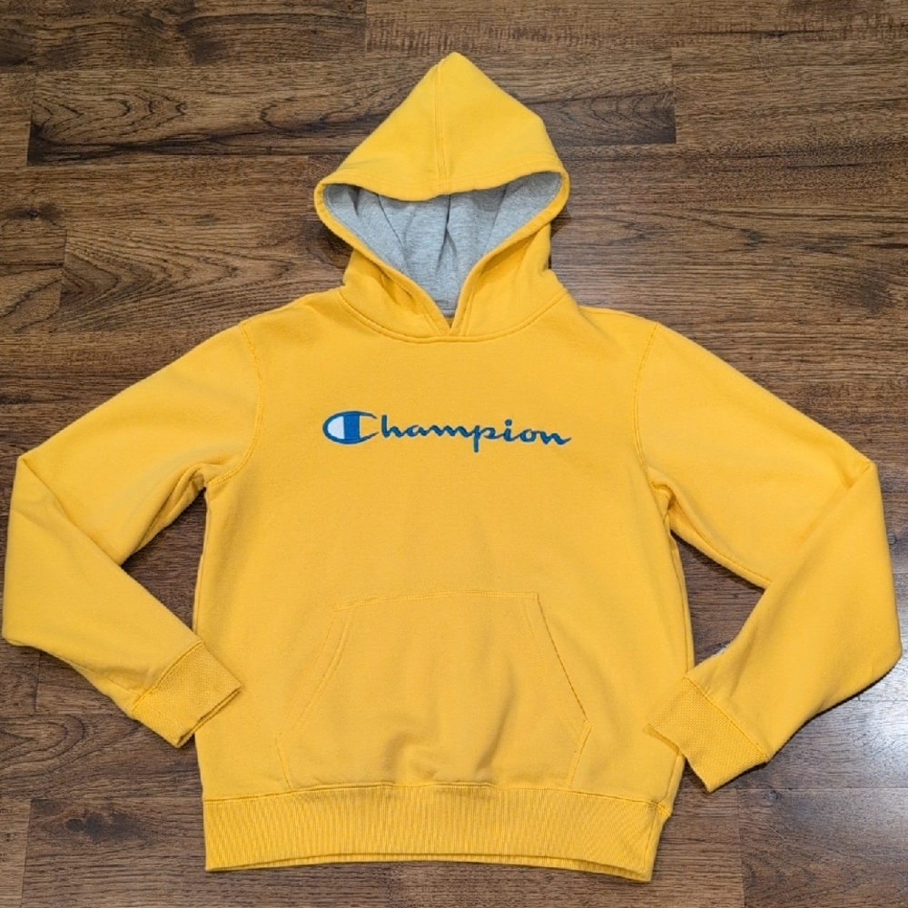 Boys Champion yellow & blue hooded sweatshirt size XL - Picture 1 of 4